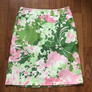 Talbots Bright Royal Floral Pencil Skirt Sz 6